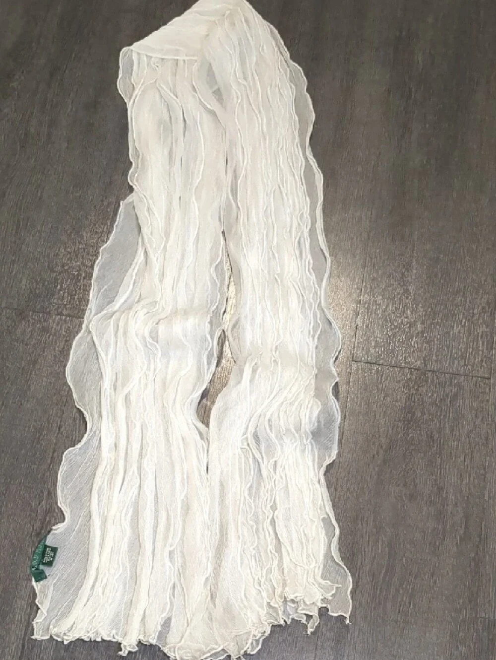 Lauren Ralph Lauren Ivory Ruffled Scarf Shawl Wrap Elegant Sheer